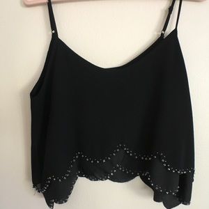 Black Spaghetti Beaded Crop Top